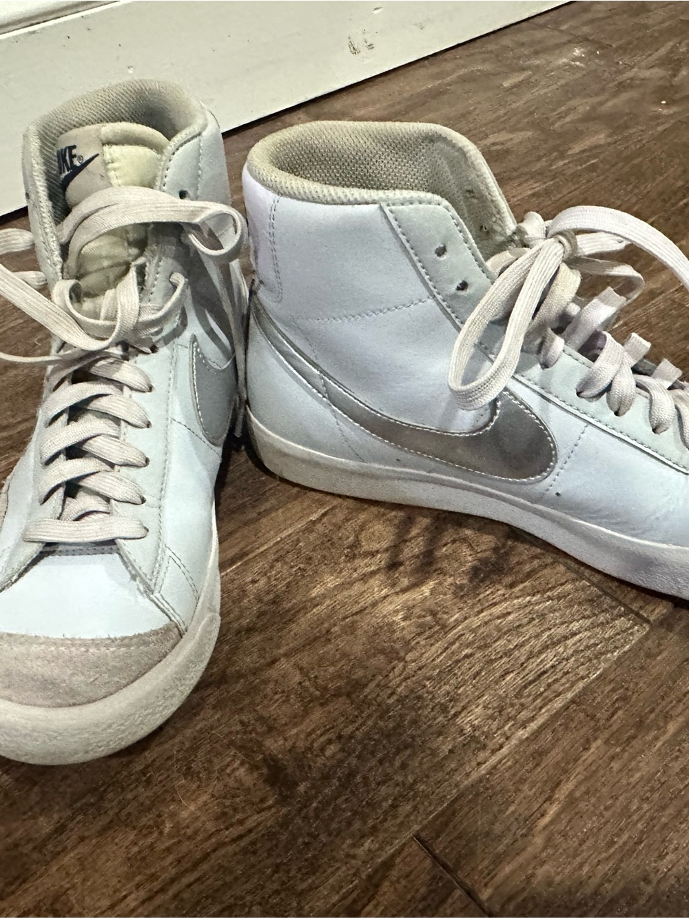 Nike Women’s High-Top Sneakers in White and Silver